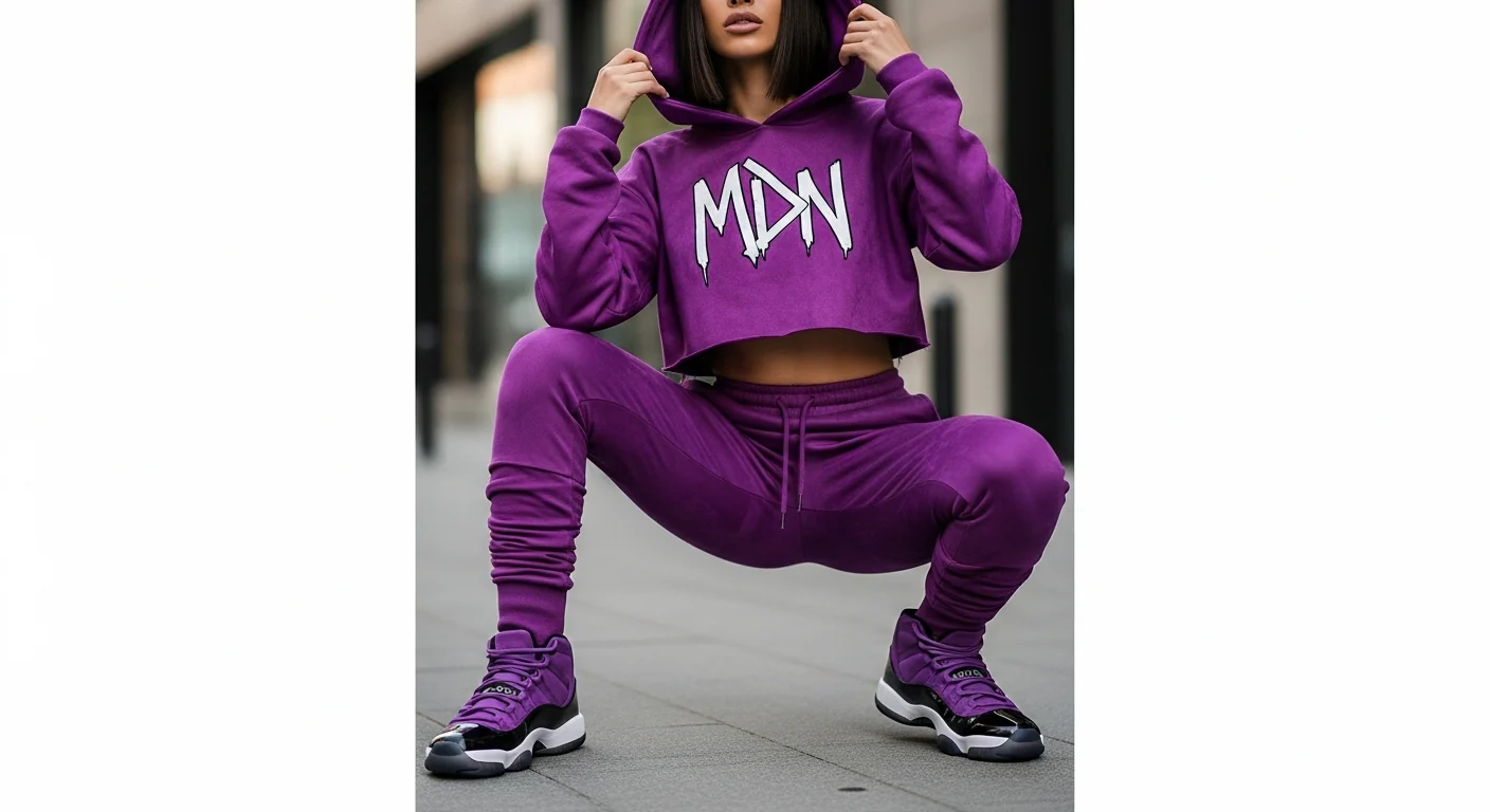 MDN Purple Mojave Crop Set - Women's streetwear matching Jordan Mojave
