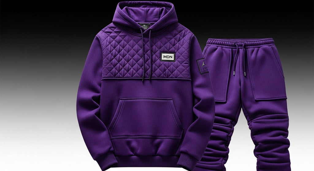 MDN Purple Quilted Tracksuit Set - Men's